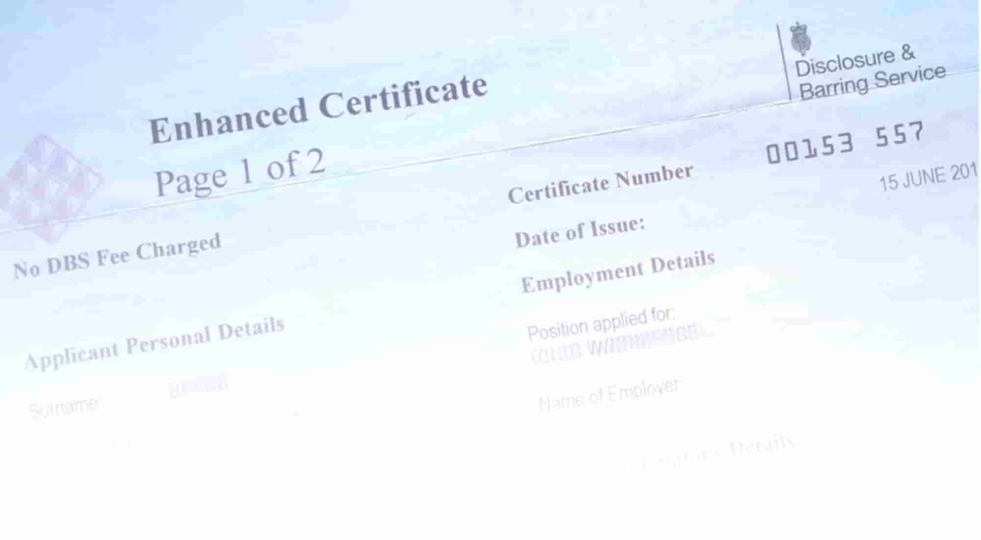 nannies disclosure certificate